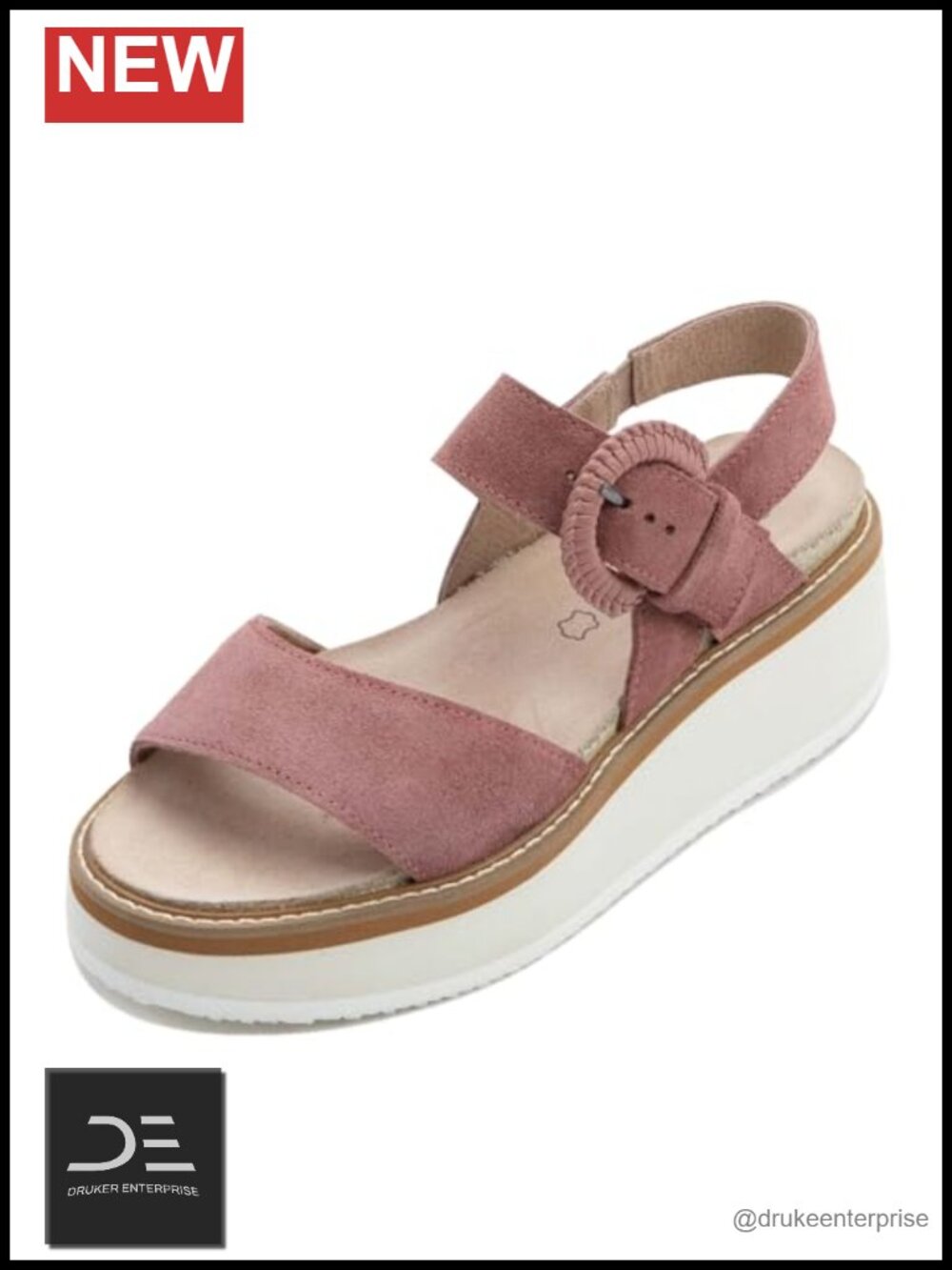 Leather Platform Wedge Sandals with Adjustable Buckle Sandal